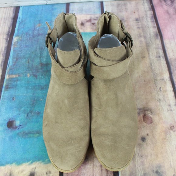 Sole Society Brigitte Brown Suede Back Zip Stacked Heel Ankle Boots US 10 - Picture 5 of 10